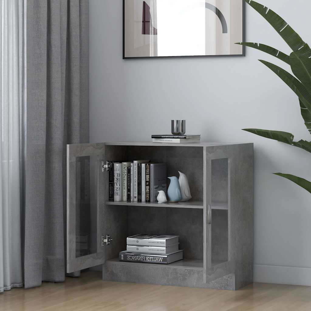 Armoire à vitrine Gris béton 82,5x30,5x80 cm Bois d'ingénierie - XIOS