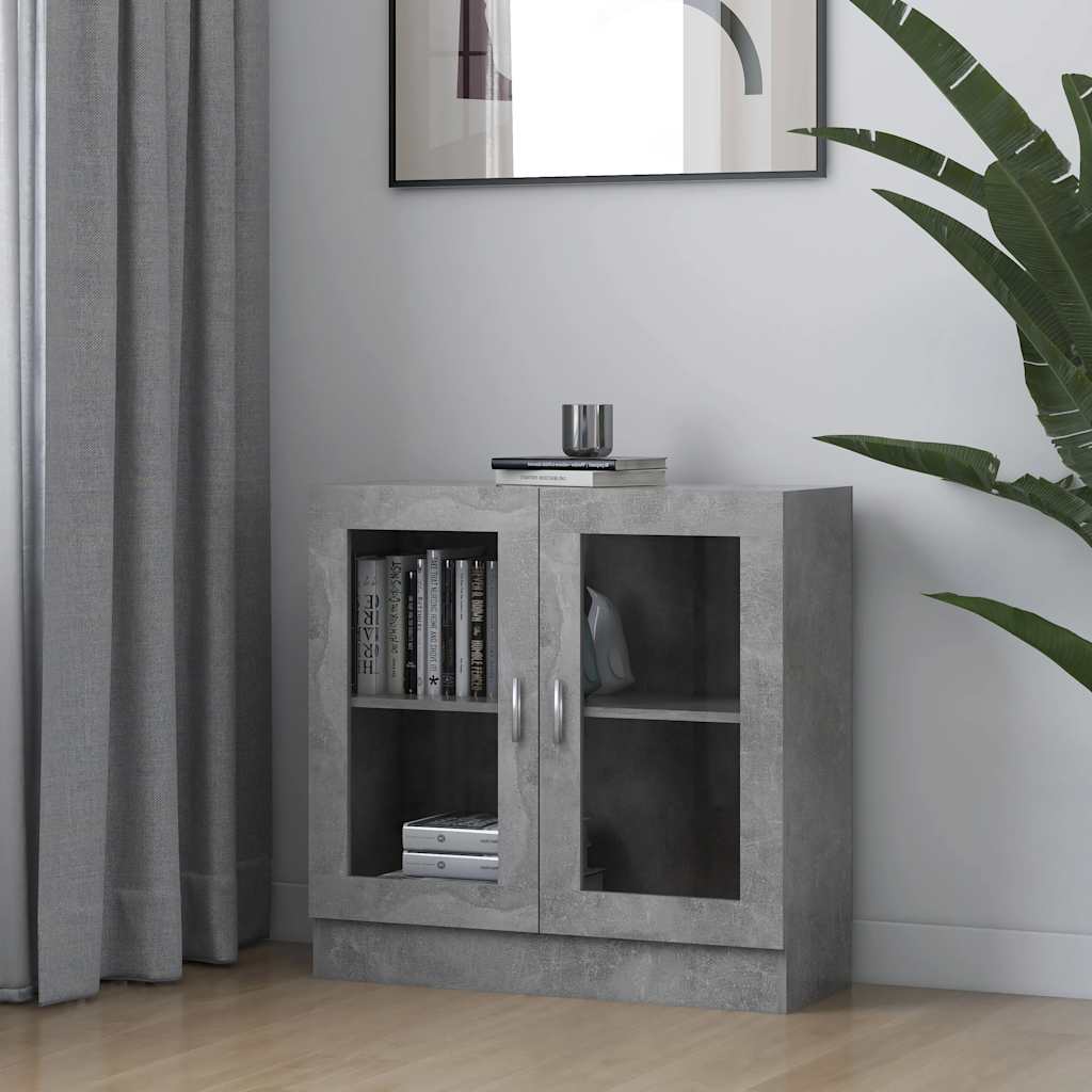 Armoire à vitrine Gris béton 82,5x30,5x80 cm Bois d'ingénierie - XIOS