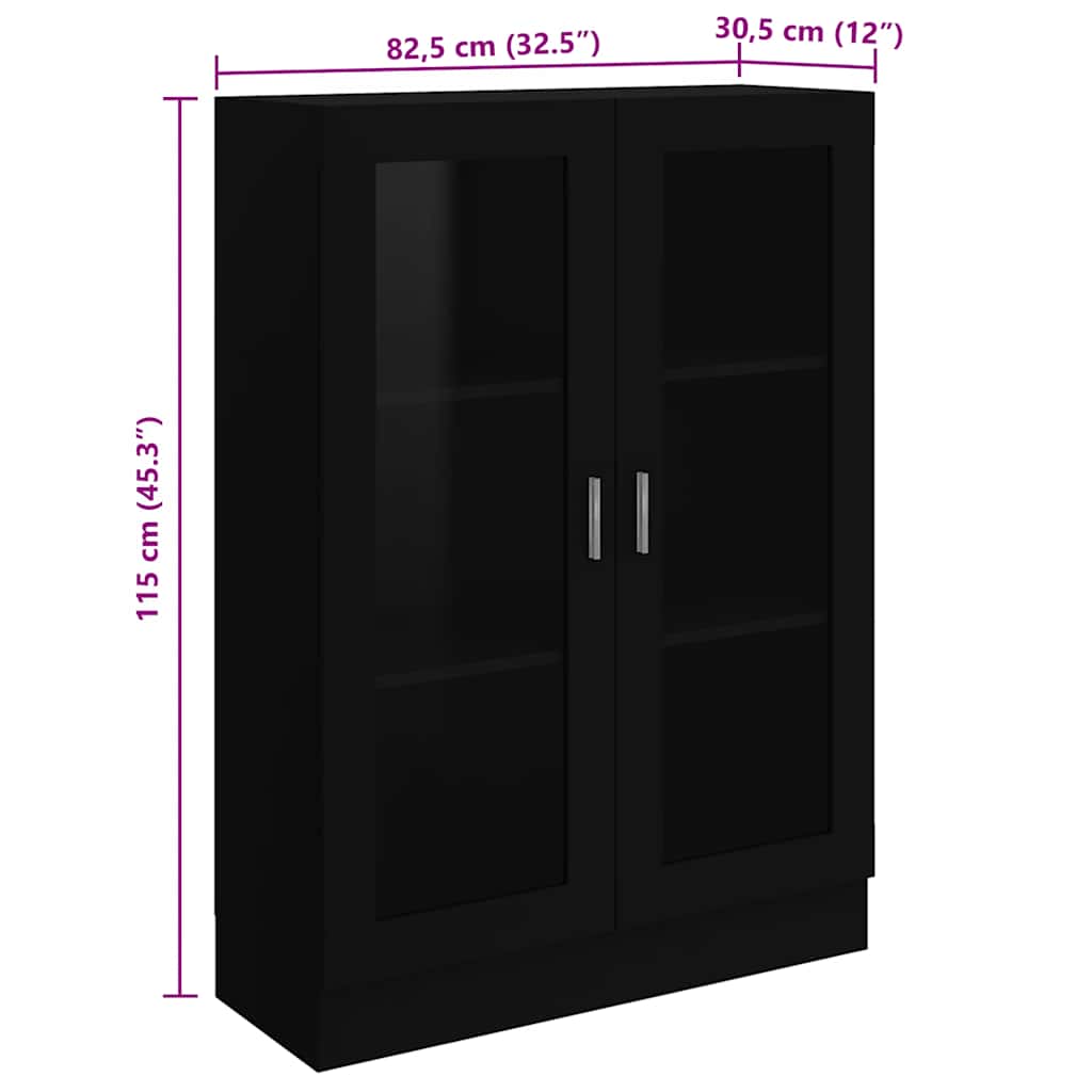 Armoire à vitrine Noir 82,5x30,5x115 cm Bois d'ingénierie - XIOS