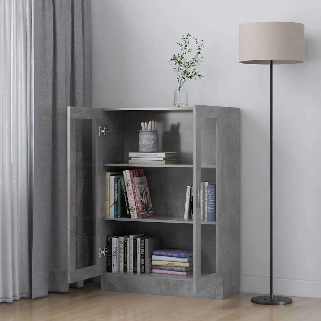 Armoire à vitrine Gris béton 82,5x30,5x115 cm Bois d'ingénierie - XIOS