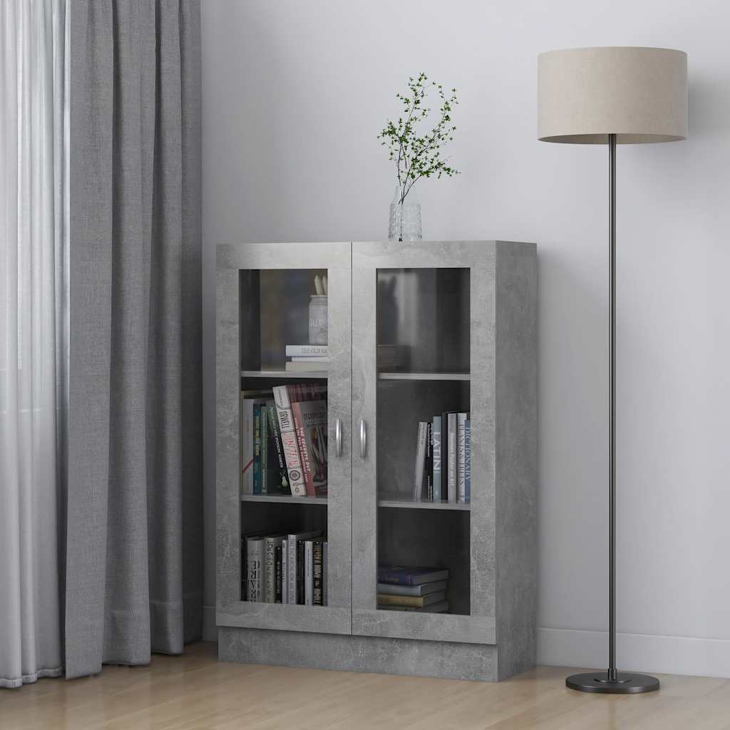 Armoire à vitrine Gris béton 82,5x30,5x115 cm Bois d'ingénierie - XIOS