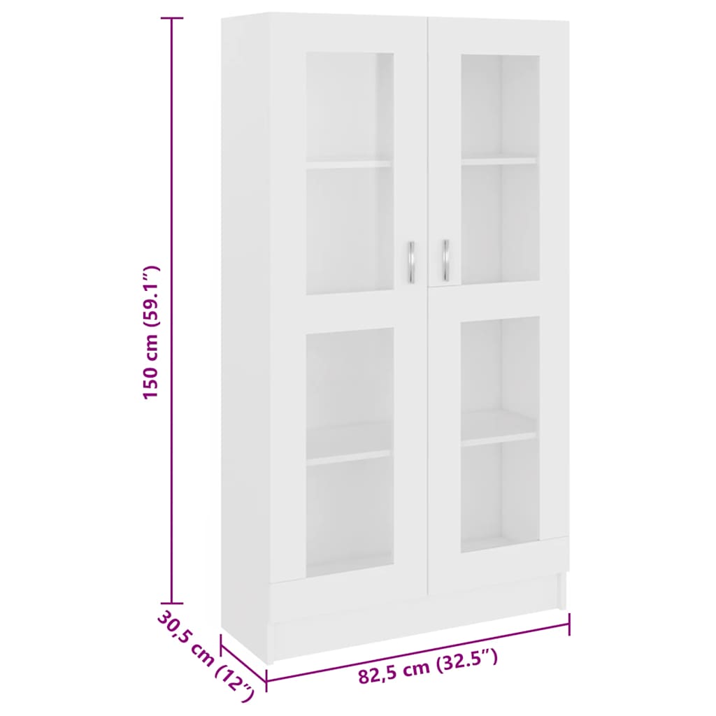 Armoire à vitrine Blanc 82,5x30,5x150 cm Bois d'ingénierie - XIOS