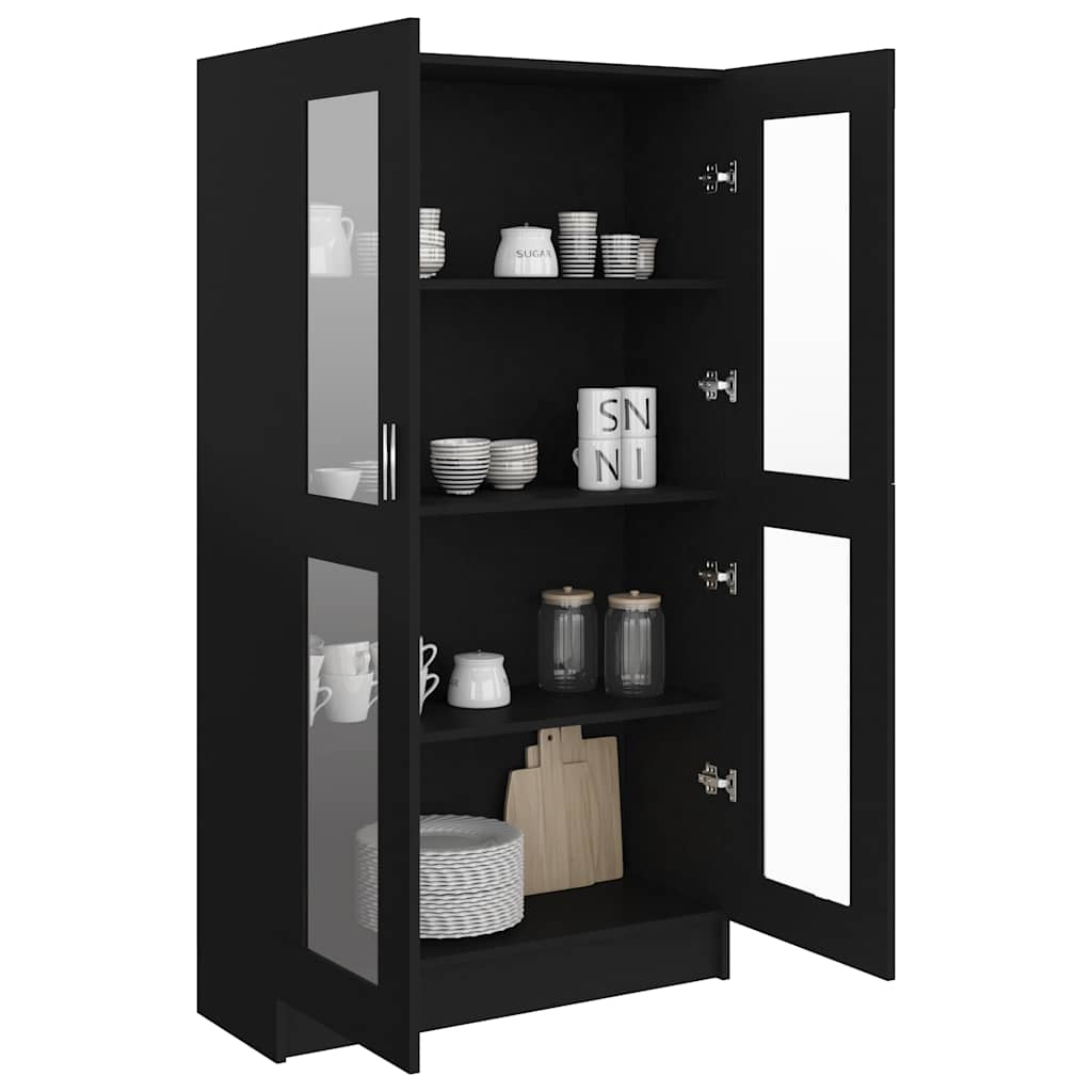 Armoire à vitrine Noir 82,5x30,5x150 cm Bois d'ingénierie - XIOS