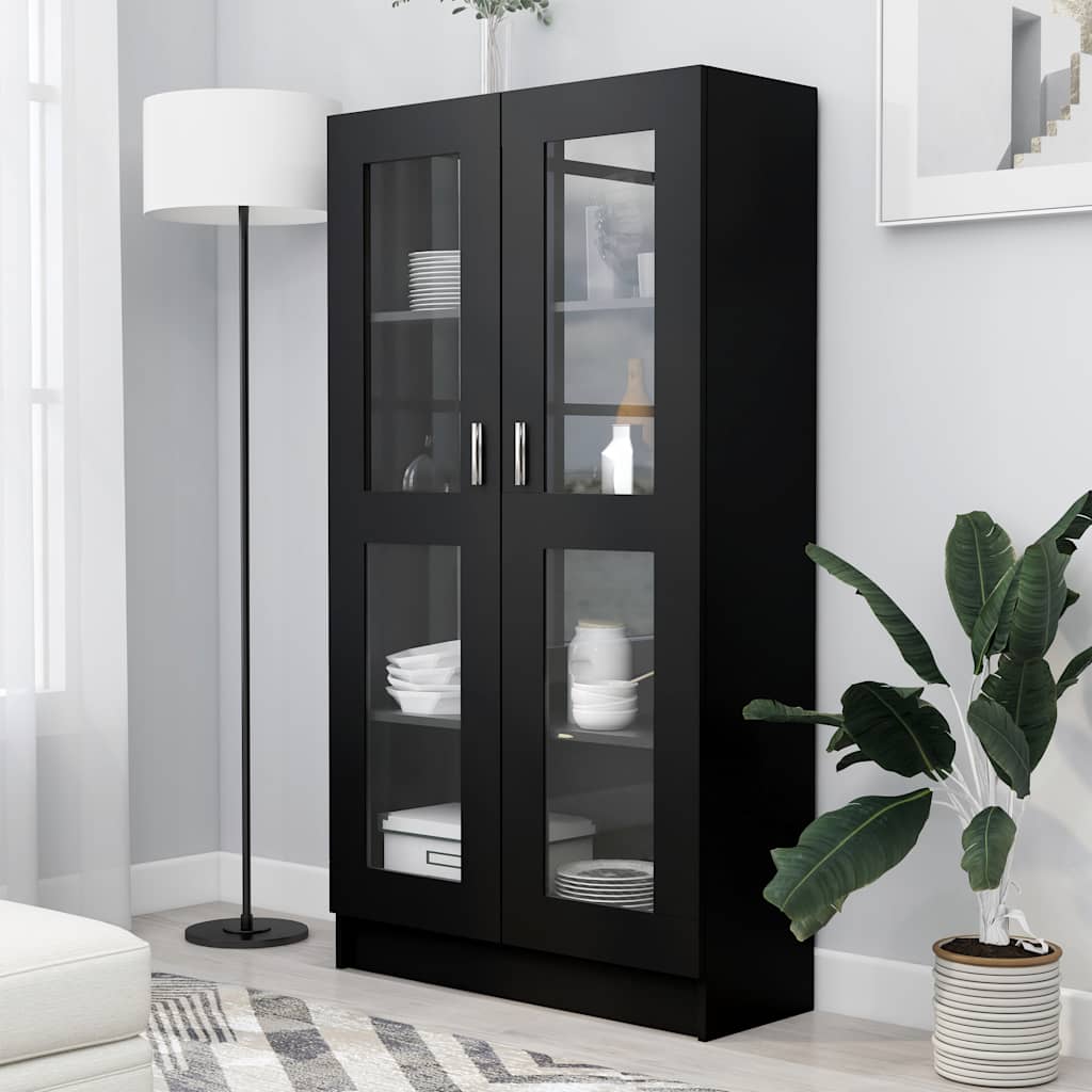 Armoire à vitrine Noir 82,5x30,5x150 cm Bois d'ingénierie - XIOS