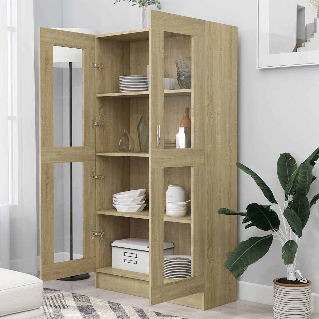 Armoire à vitrine Chêne sonoma 82,5x30,5x150 cm Bois ingénierie - XIOS