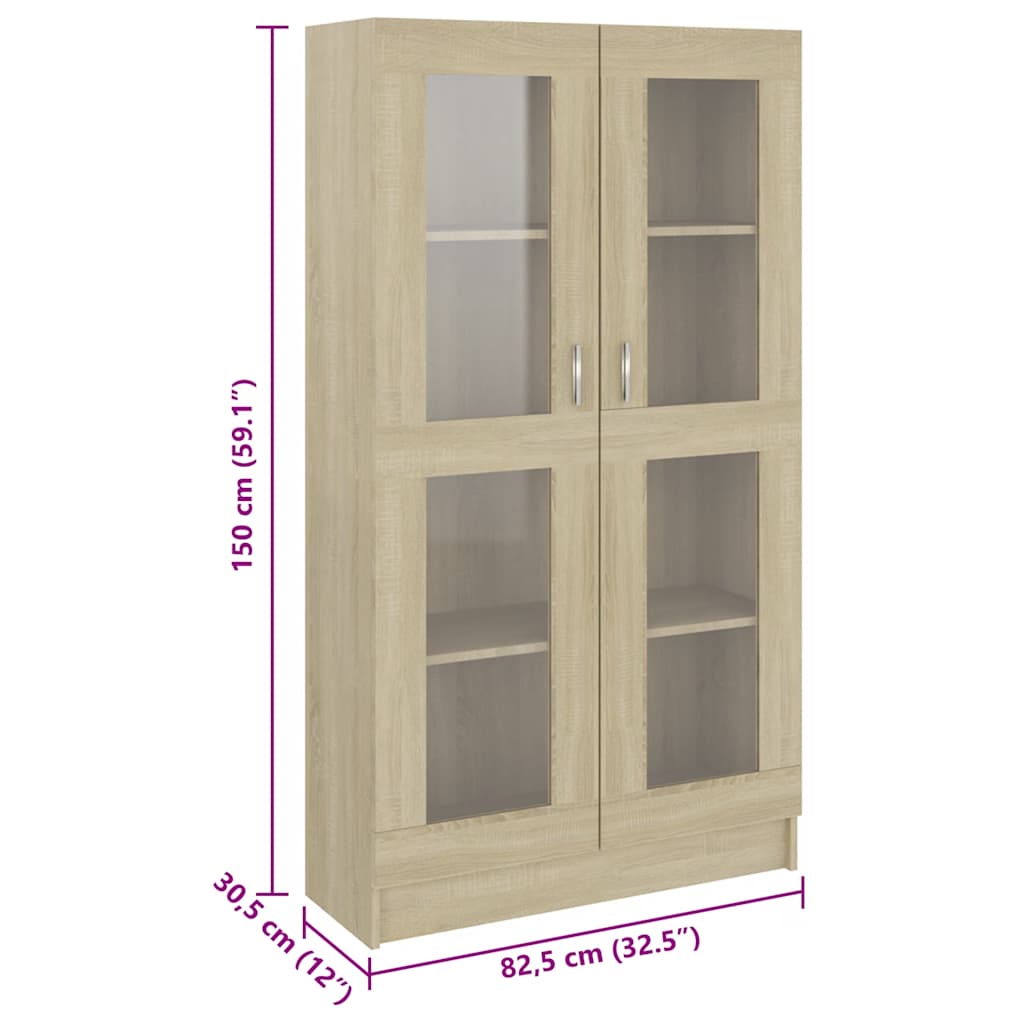 Armoire à vitrine Chêne sonoma 82,5x30,5x150 cm Bois ingénierie - XIOS