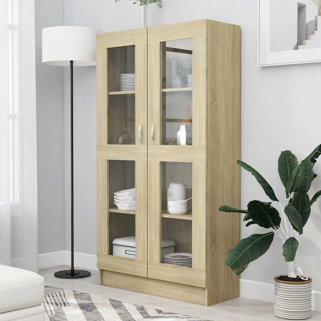 Armoire à vitrine Chêne sonoma 82,5x30,5x150 cm Bois ingénierie - XIOS
