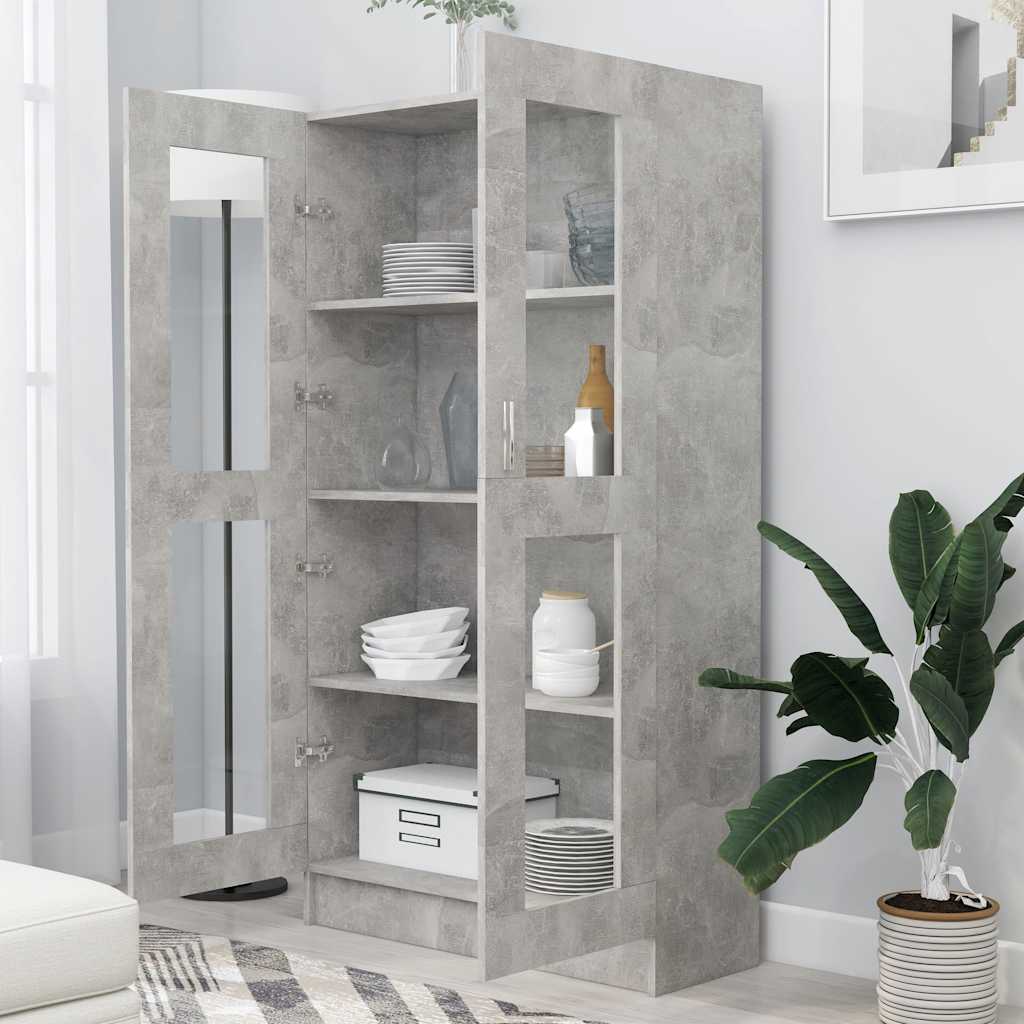 Armoire à vitrine Gris béton 82,5x30,5x150 cm Bois d'ingénierie - XIOS