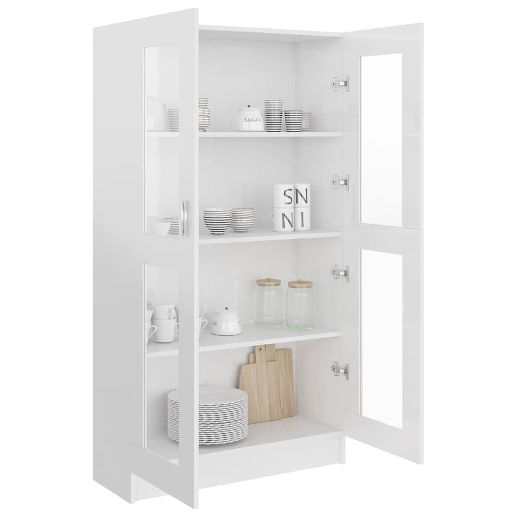 Armoire vitrine Blanc brillant 82,5x30,5x150 cm Bois ingénierie - XIOS