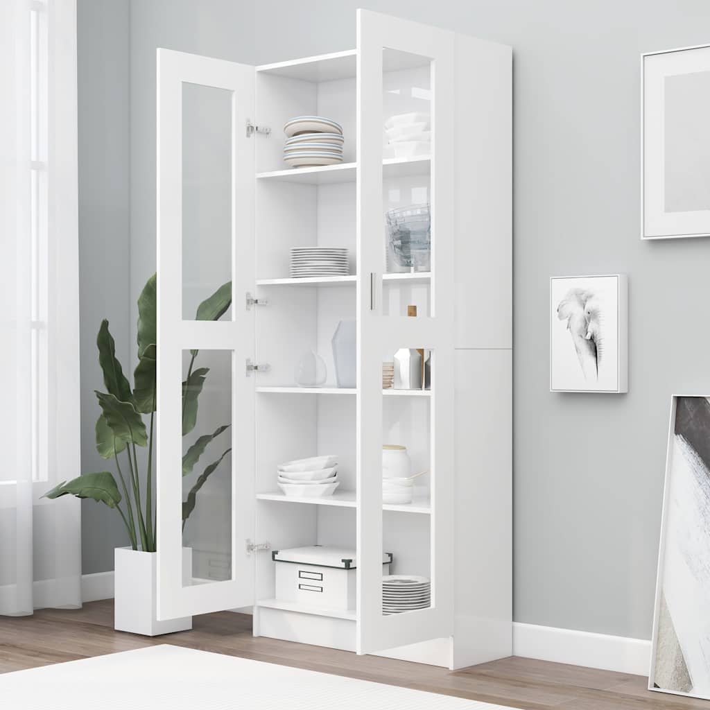 Armoire à vitrine Blanc 82,5x30,5x185 cm Bois d'ingénierie - XIOS