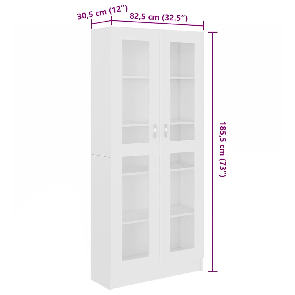 Armoire à vitrine Blanc 82,5x30,5x185,5 cm Bois d'ingénierie - XIOS