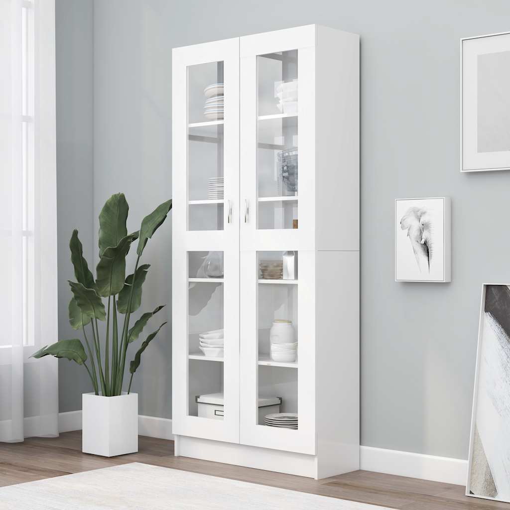 Armoire à vitrine Blanc 82,5x30,5x185,5 cm Bois d'ingénierie - XIOS