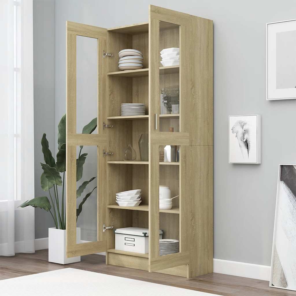 Armoire vitrine Chêne sonoma 82,5x30,5x185,5 cm Bois ingénierie - XIOS