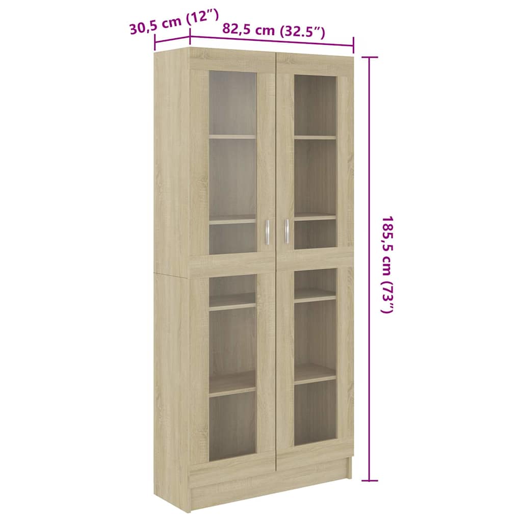 Armoire vitrine Chêne sonoma 82,5x30,5x185,5 cm Bois ingénierie - XIOS