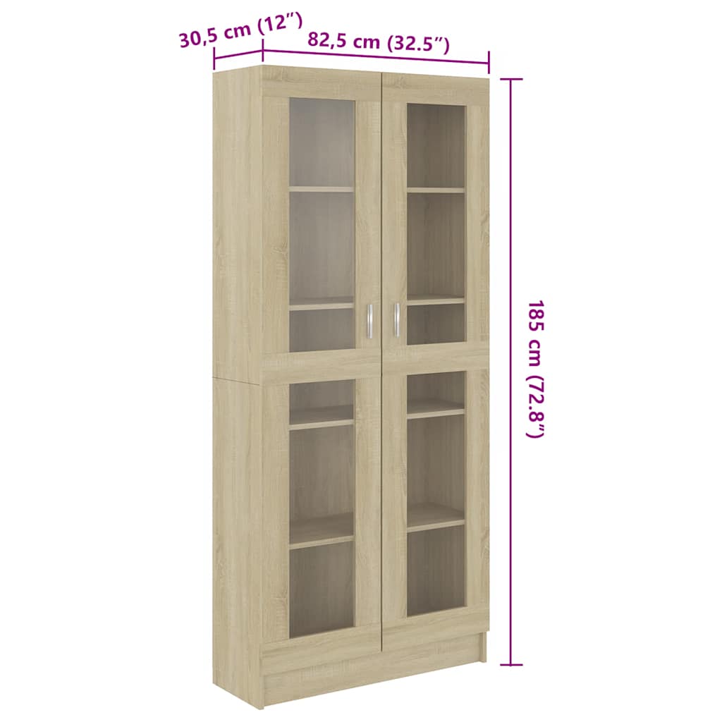 Armoire vitrine Chêne sonoma 82,5x30,5x185 cm Bois ingénierie - XIOS