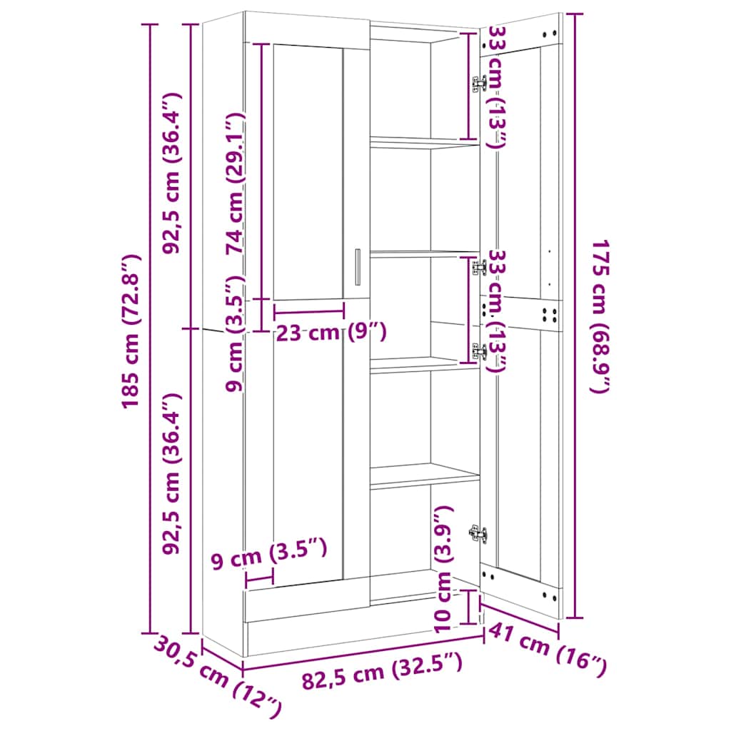 Armoire vitrine Chêne sonoma 82,5x30,5x185 cm Bois ingénierie - XIOS