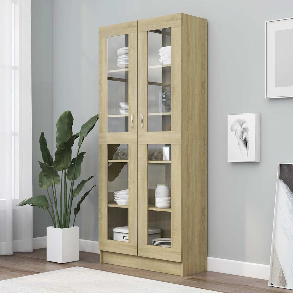 Armoire vitrine Chêne sonoma 82,5x30,5x185,5 cm Bois ingénierie - XIOS