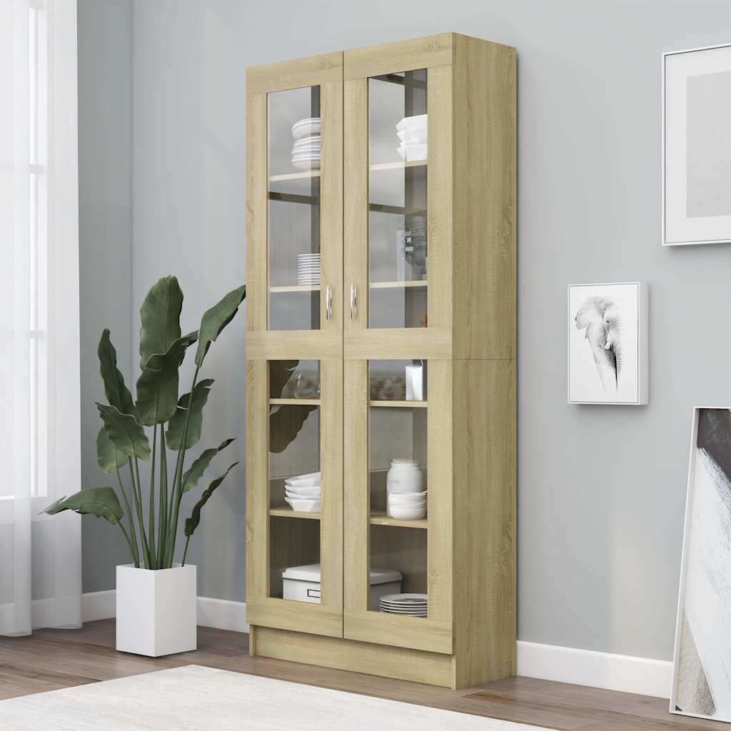 Armoire vitrine Chêne sonoma 82,5x30,5x185 cm Bois ingénierie