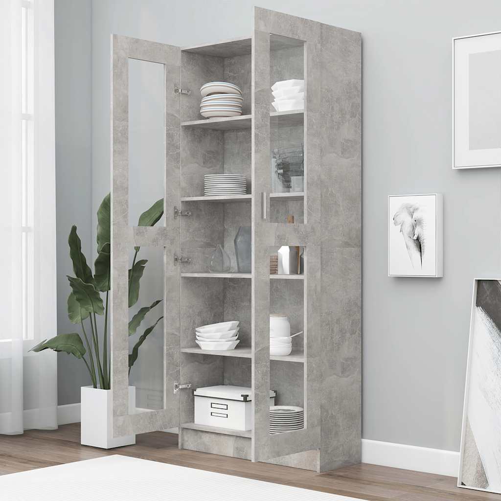 Armoire à vitrine Gris béton 82,5x30,5x185,5 cm Bois ingénierie - XIOS