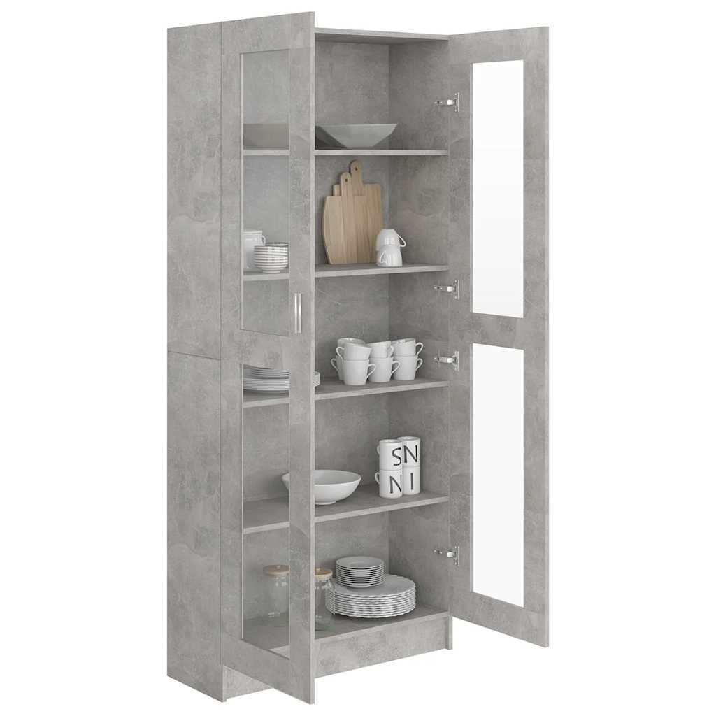 Armoire à vitrine Gris béton 82,5x30,5x185,5 cm Bois ingénierie - XIOS