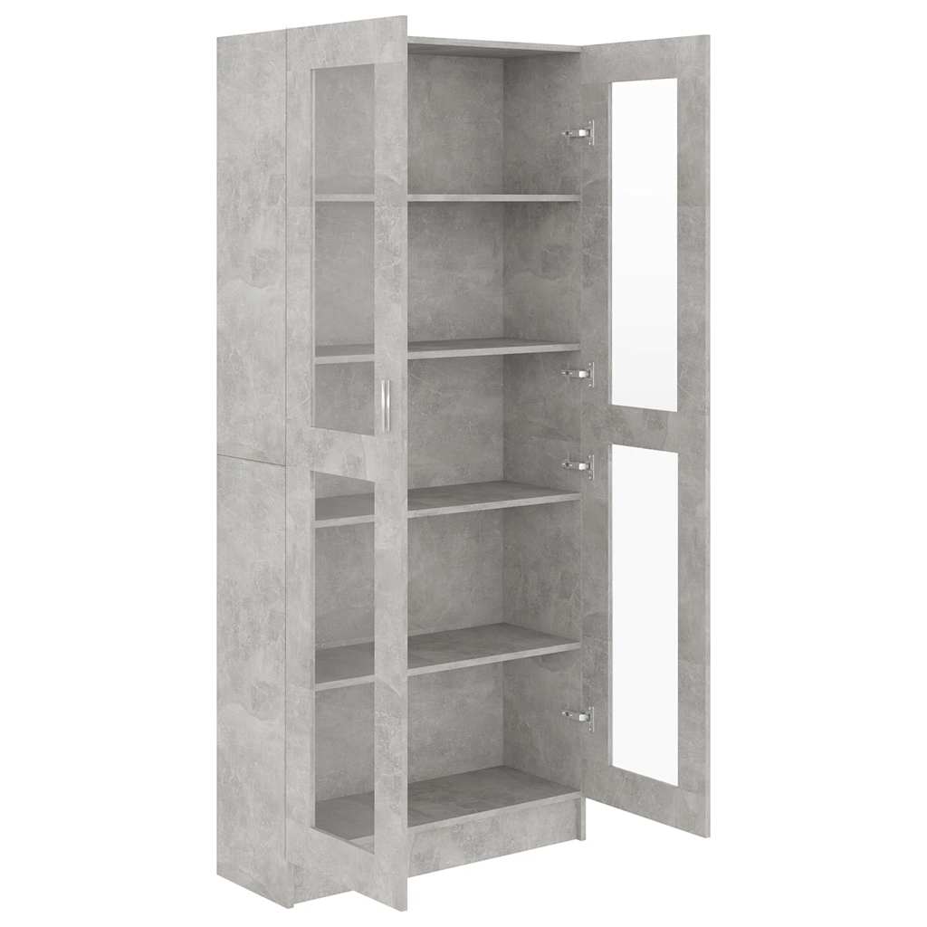 Armoire à vitrine Gris béton 82,5x30,5x185,5 cm Bois ingénierie - XIOS