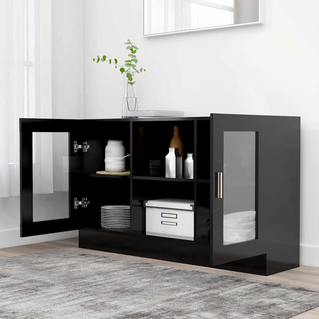 Armoire à vitrine Noir 120x30,5x70 cm Bois d'ingénierie - XIOS