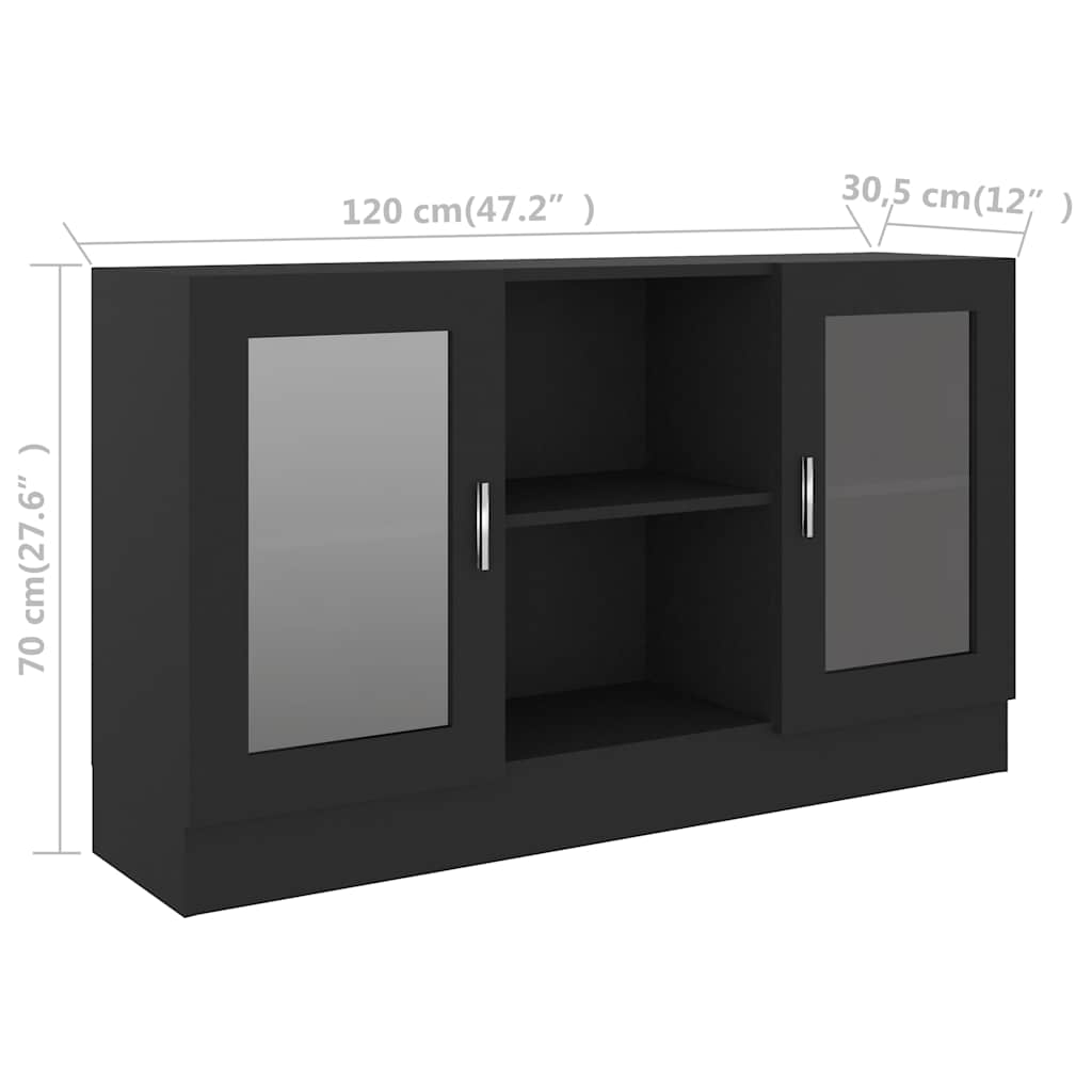 Armoire à vitrine Noir 120x30,5x70 cm Bois d'ingénierie - XIOS