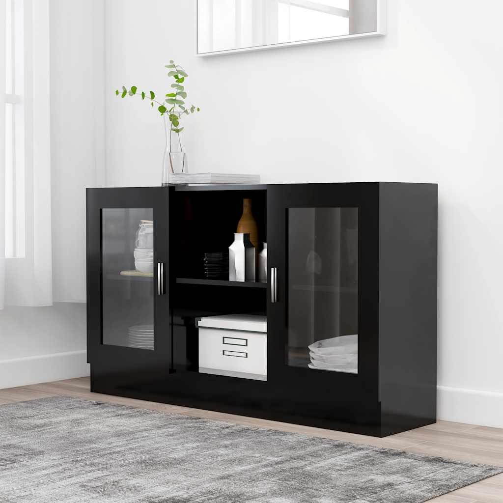 Armoire à vitrine Noir 120x30,5x70 cm Bois d'ingénierie - XIOS