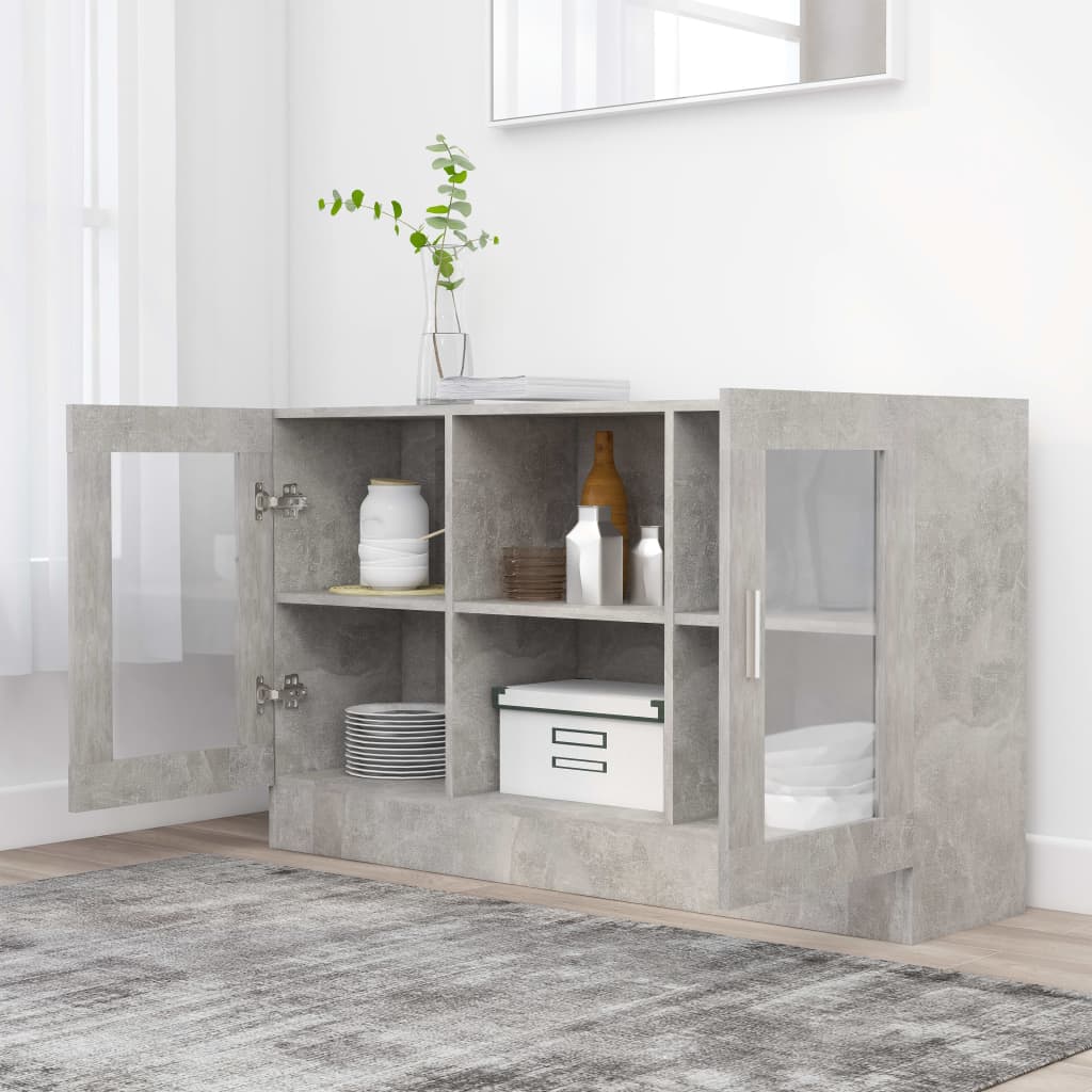 Armoire à vitrine Gris béton 120x30,5x70 cm Bois d’ingénierie - XIOS