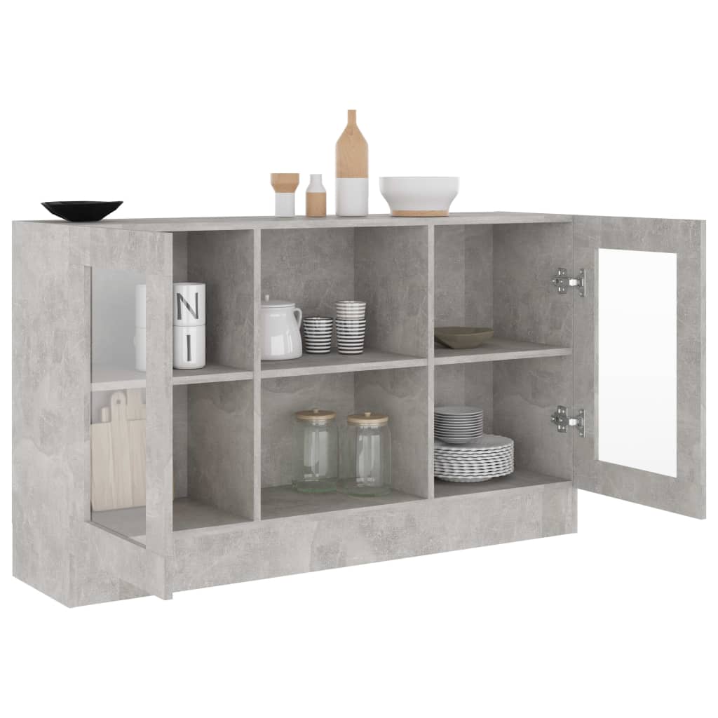 Armoire à vitrine Gris béton 120x30,5x70 cm Bois d’ingénierie - XIOS
