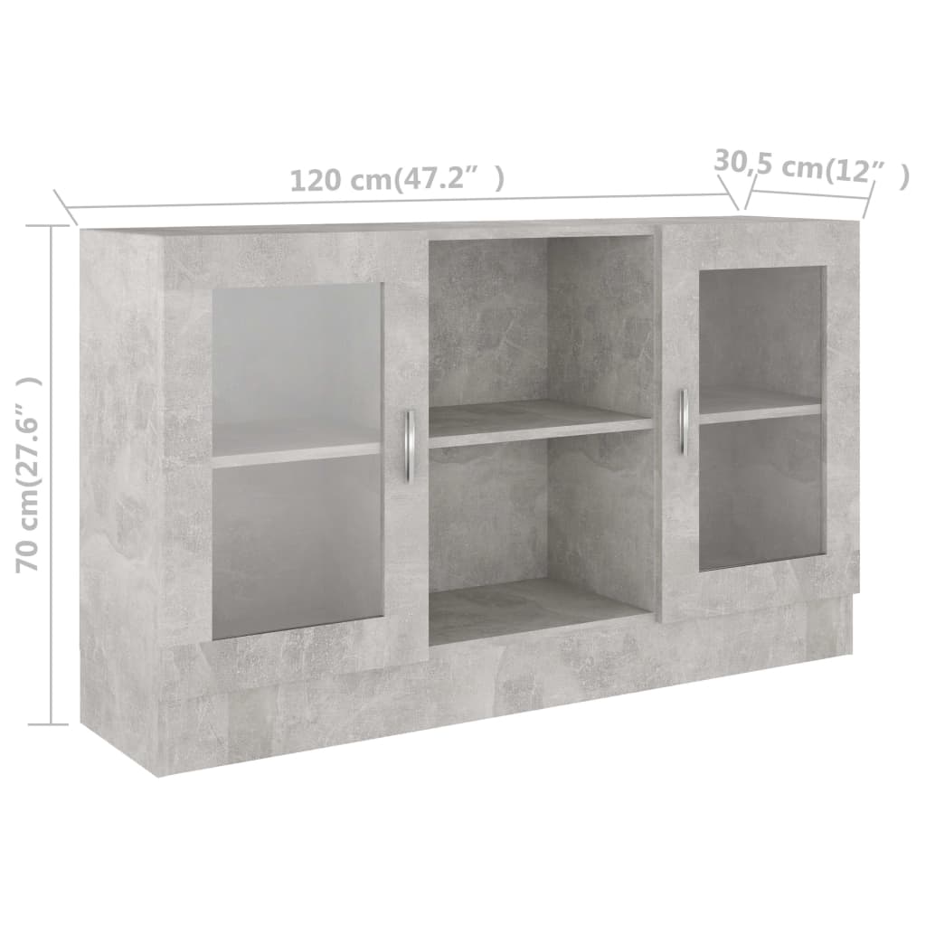 Armoire à vitrine Gris béton 120x30,5x70 cm Bois d’ingénierie - XIOS