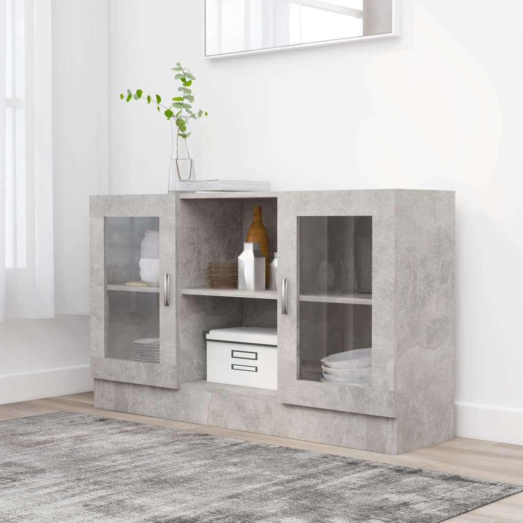 Armoire à vitrine Gris béton 120x30,5x70 cm Bois d’ingénierie - XIOS