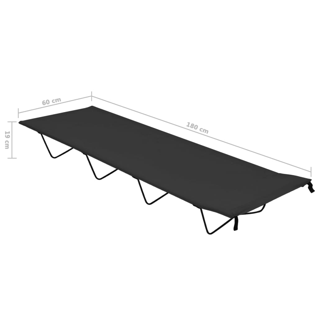 Lits de camping 2 pcs 180x60x19 cm Tissu Oxford et acier Noir