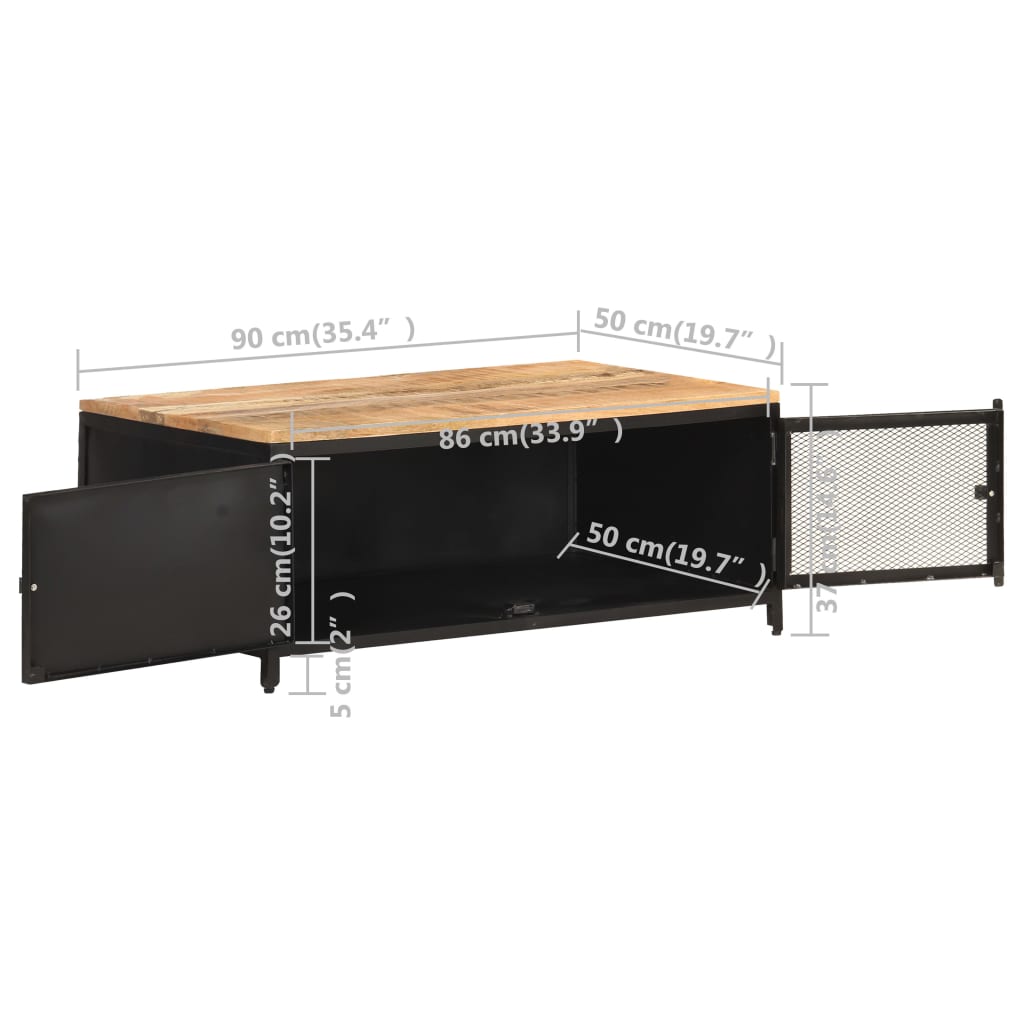 Table basse 90x50x37 cm Bois massif de manguier brut - XIOS