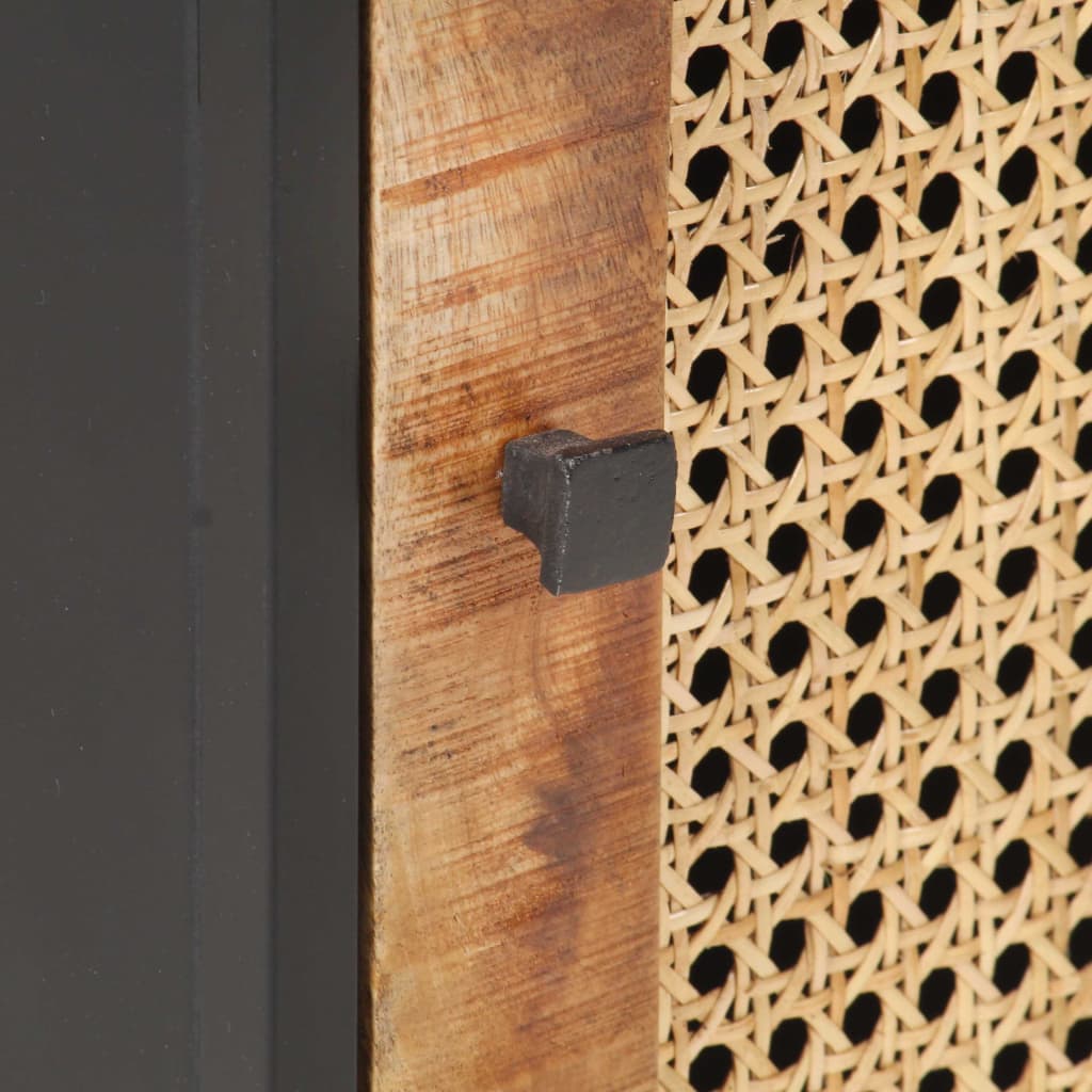 Table de chevet 40x30x50 cm Bois de manguier et canne naturelle - XIOS