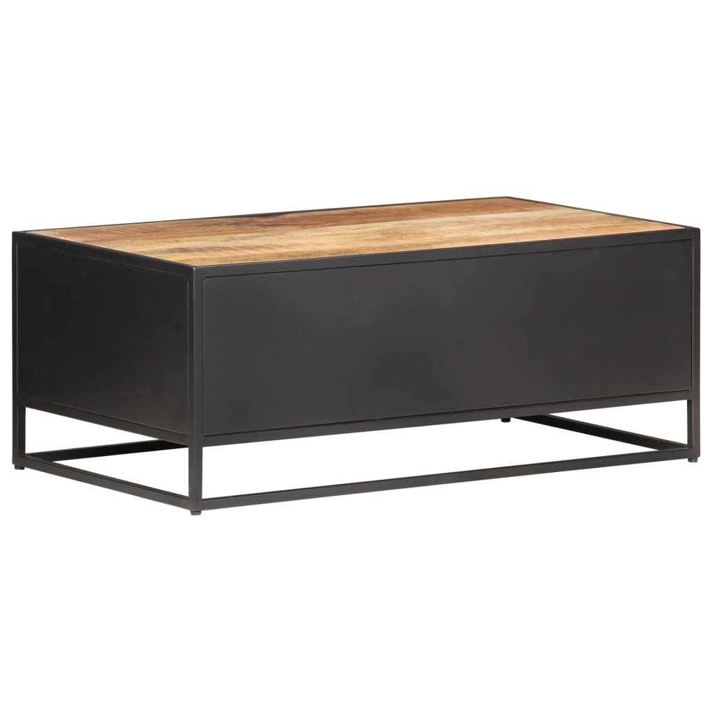 Table basse 90x50x35cm Bois de manguier brut et canne naturelle - XIOS