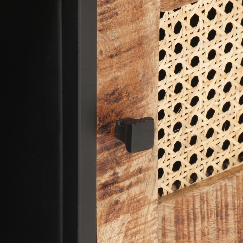 Table basse 90x50x35cm Bois de manguier brut et canne naturelle - XIOS