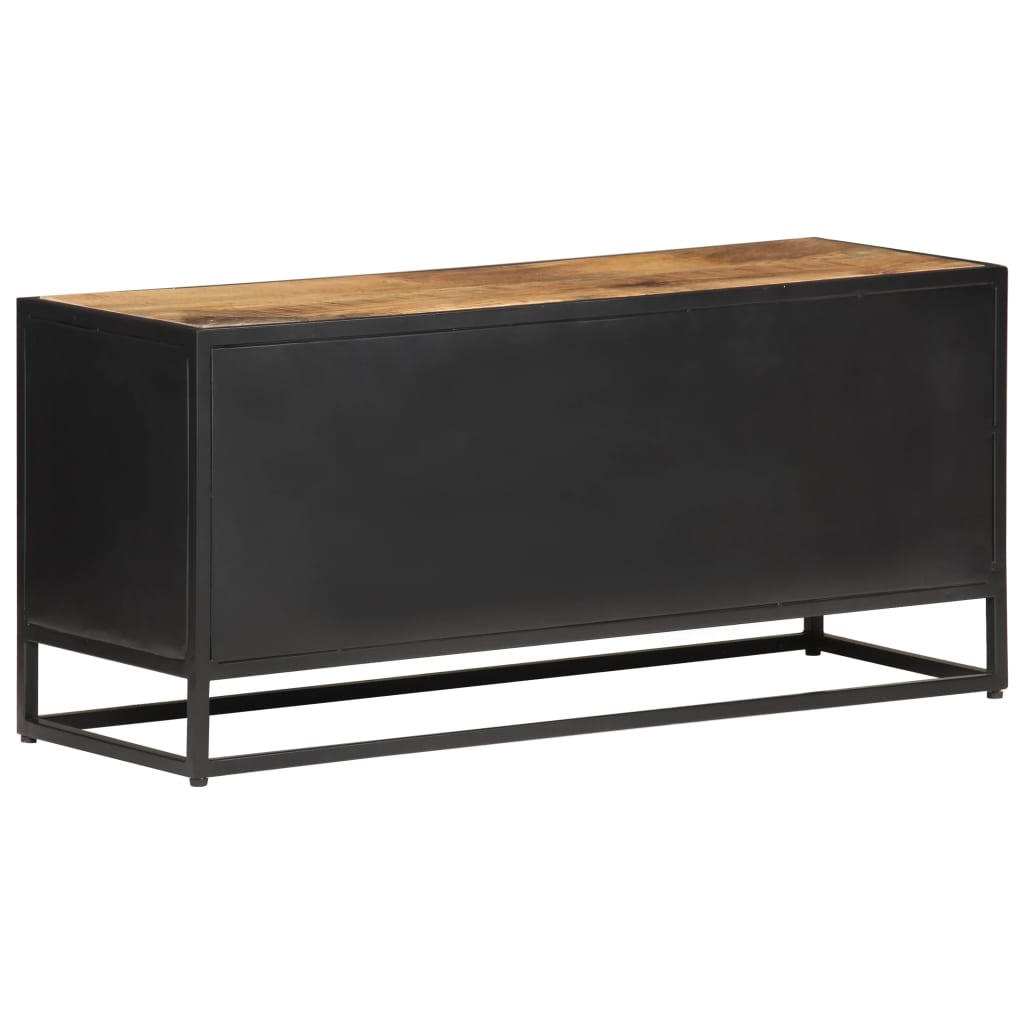 Meuble TV 90x30x40 cm Bois de manguier brut et canne naturelle - XIOS