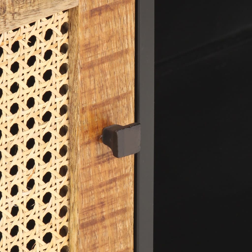 Meuble TV 90x30x40 cm Bois de manguier brut et canne naturelle - XIOS