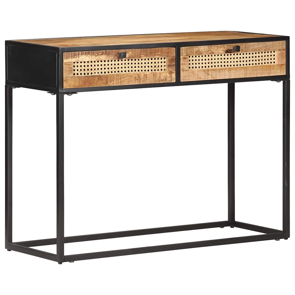 Table console 100x35x75 cm Bois de manguier et canne naturelle - XIOS