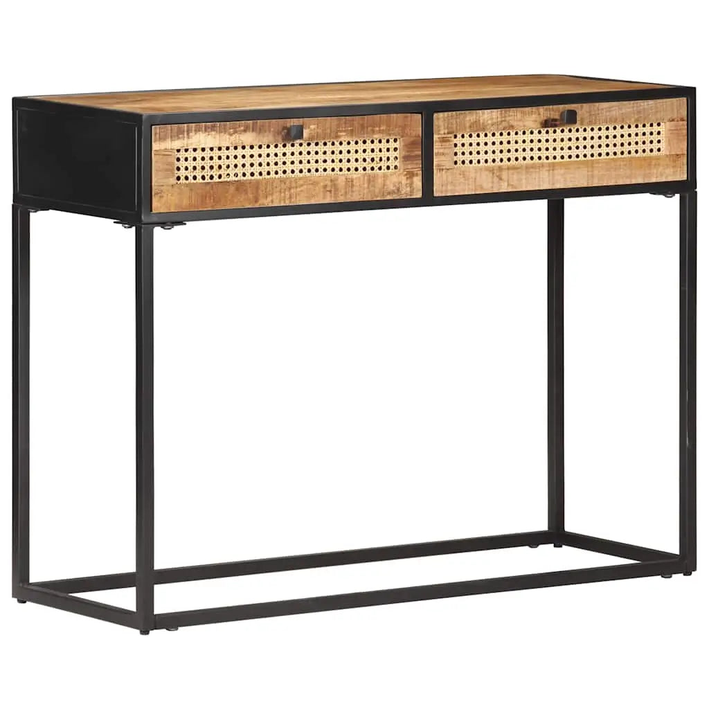 Table console 100x35x75 cm Bois de manguier et canne naturelle - XIOS