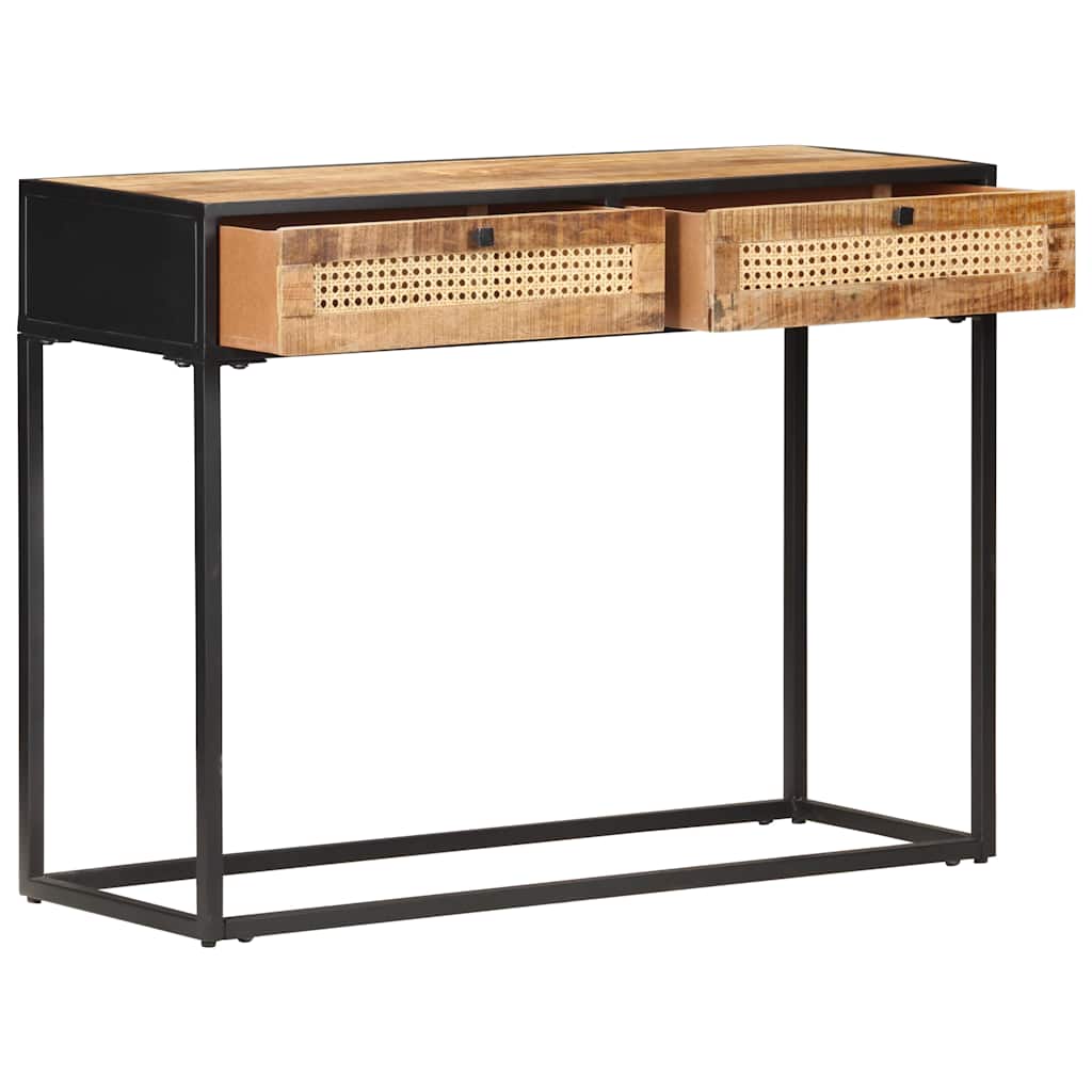 Table console 100x35x75 cm Bois de manguier et canne naturelle - XIOS
