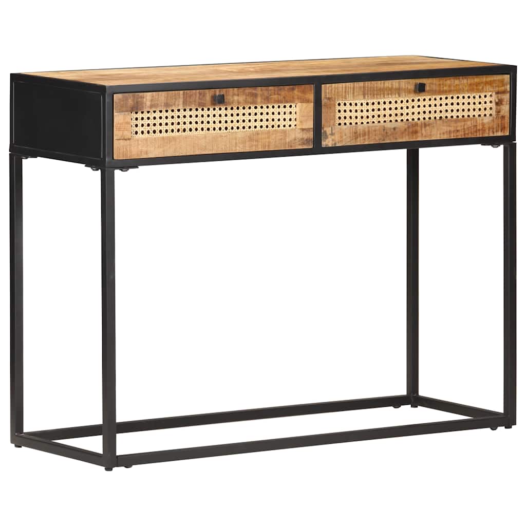 Table console 100x35x75 cm Bois de manguier et canne naturelle - XIOS