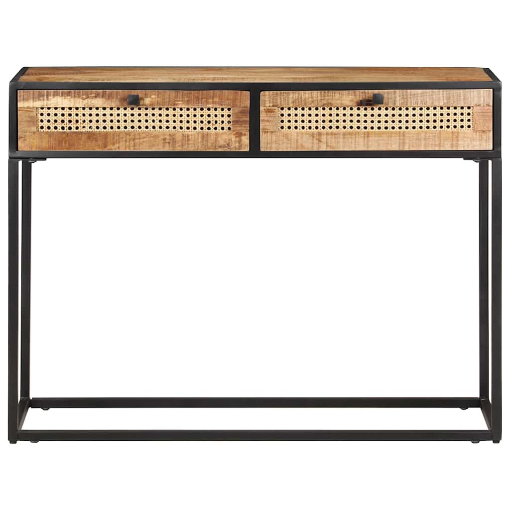 Table console 100x35x75 cm Bois de manguier et canne naturelle - XIOS