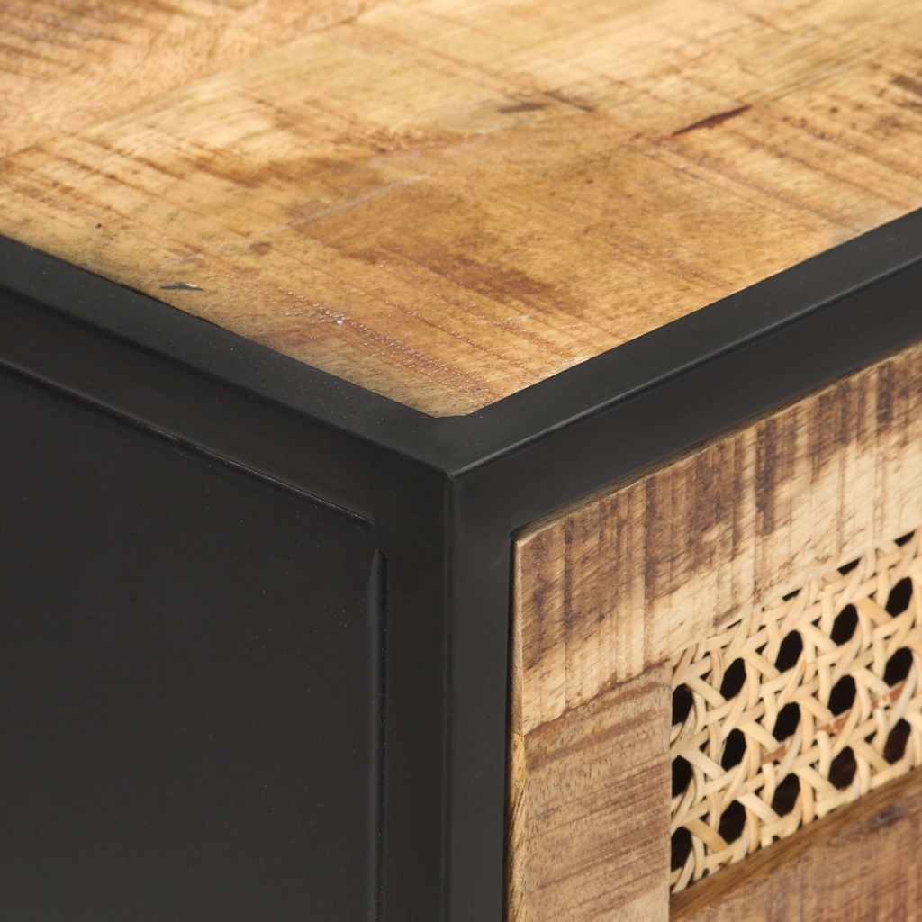 Table console 100x35x75 cm Bois de manguier et canne naturelle - XIOS