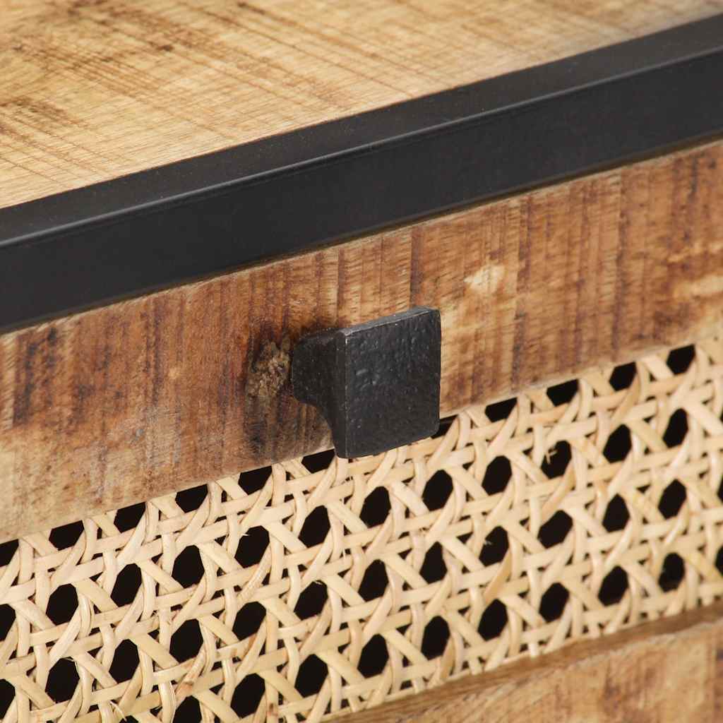 Table console 100x35x75 cm Bois de manguier et canne naturelle - XIOS
