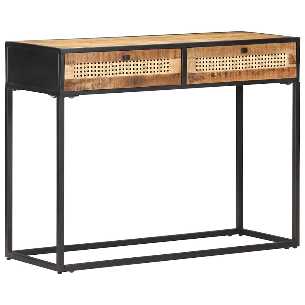 Table console 100x35x75 cm Bois de manguier et canne naturelle - XIOS