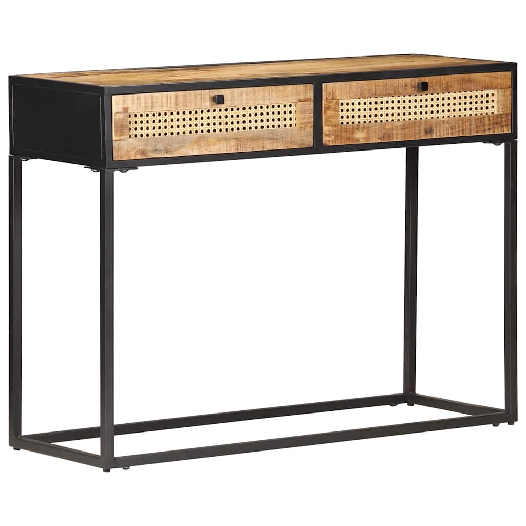 Table console 100x35x75 cm Bois de manguier et canne naturelle - XIOS