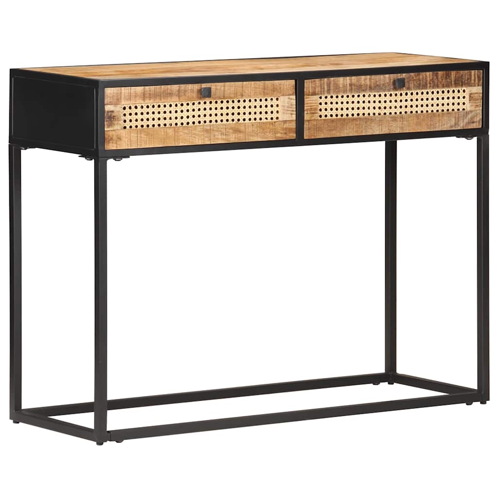Table console 100x35x75 cm Bois de manguier et canne naturelle - XIOS