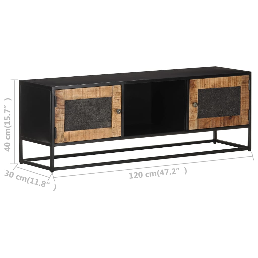 Meuble TV 120x30x40 cm Bois de manguier brut - XIOS